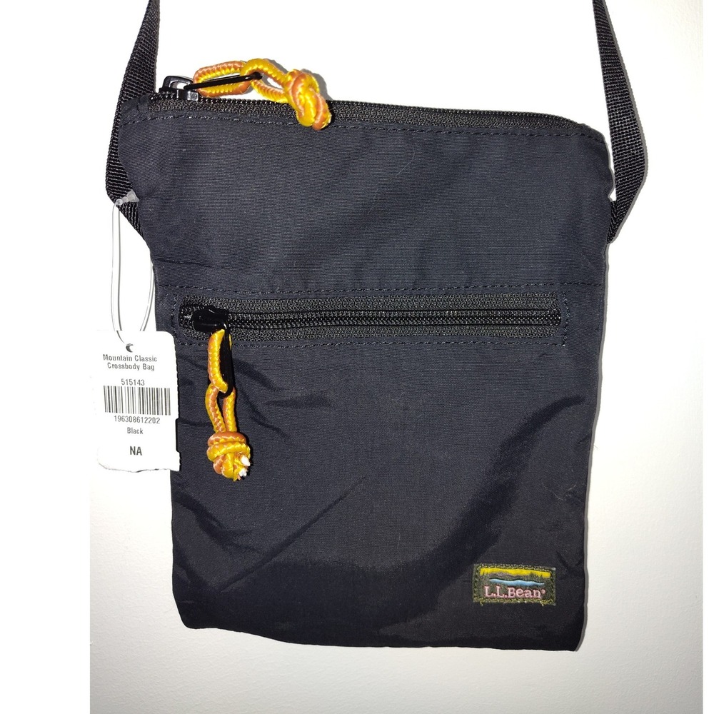 LL Bean Mountain Classic Crossbody Bag Black Nylon Small Travel Pouch 515143 NEW